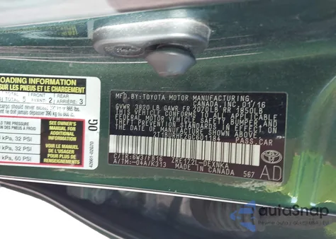 2016 Toyota Corolla Le z USA, uszkodzony, nr VIN 2T1BURHE2GC601184